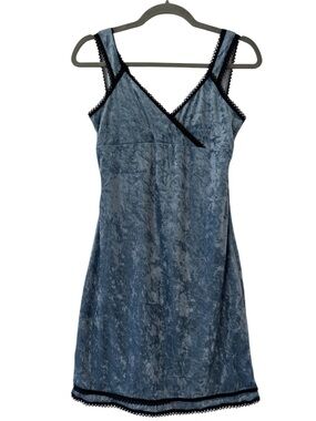 Morbid Threads Y2K Whimsigoth Crushed Velvet Cami Mini Dress in Blue Size Small